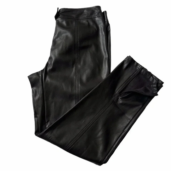 Karl Lagerfeld Black Faux Leather Pants size Large - Picture 1 of 10